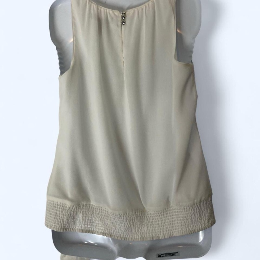 White House Black Market White Ruffle Sleeveless Blouse S - Picture 2 of 3